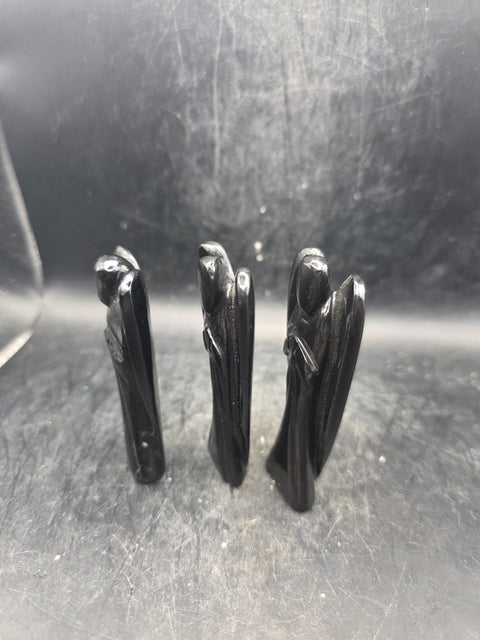 Black obsidian gemstone angel! 3 inches tall, 1.6 ounces!