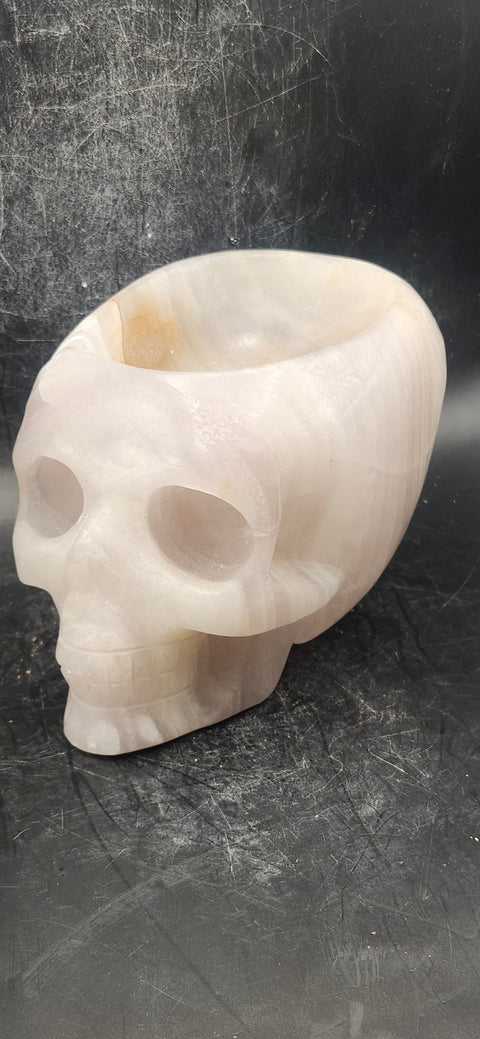 Striped calcite offering bowl! 2.8 pounds, 5 inches long, 3.5" tall!