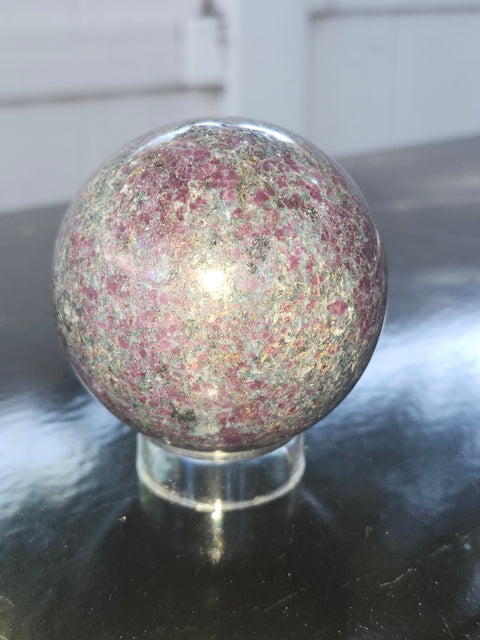 Ruby in kyanite sphere! 13.7 ounces, 58.4mm, 2.30 inches uv reactive