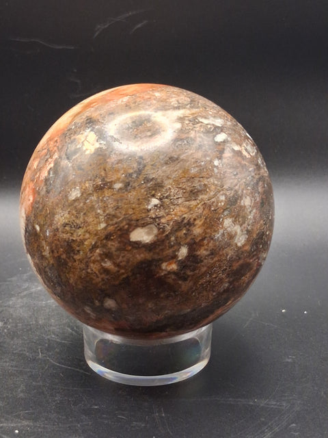 Large petrified wood sphere! 81mm, 3.1 inches, 1.8 pounds