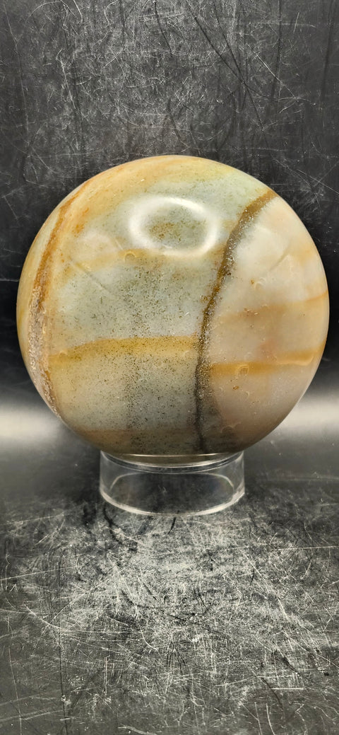 Ocean jasper sphere! 90mm, 3.5 inches, 2.3 pounds!