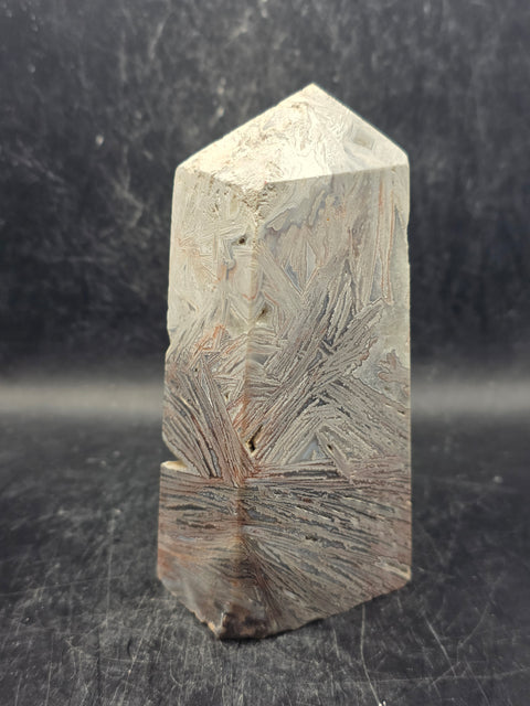 Large white lace agate tower! 13.6 ounces, 4.4 inches tall, 1.8 wide