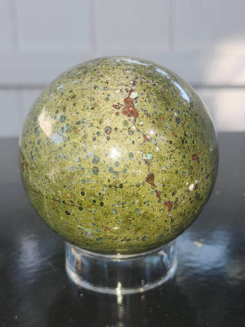 Olive opal sphere! 1.7 pounds, 73mm, 2.8 inches