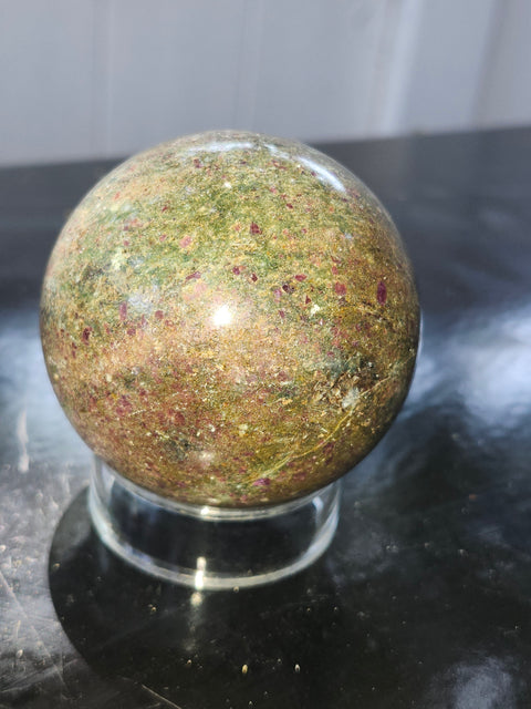 Ruby in kyanite sphere! 14 ounces, 61.1mm,2.40 inches uv reactive