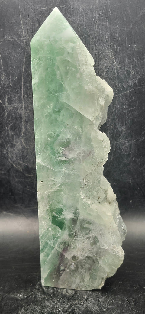 Druzy florite free form tower! 1.4 pounds, 6.5 inches tall, 1.9" wide