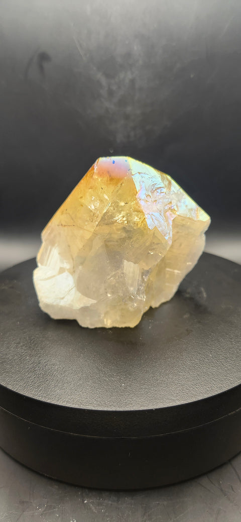 Angel aura citrine polished top point. 8.2 ounces!