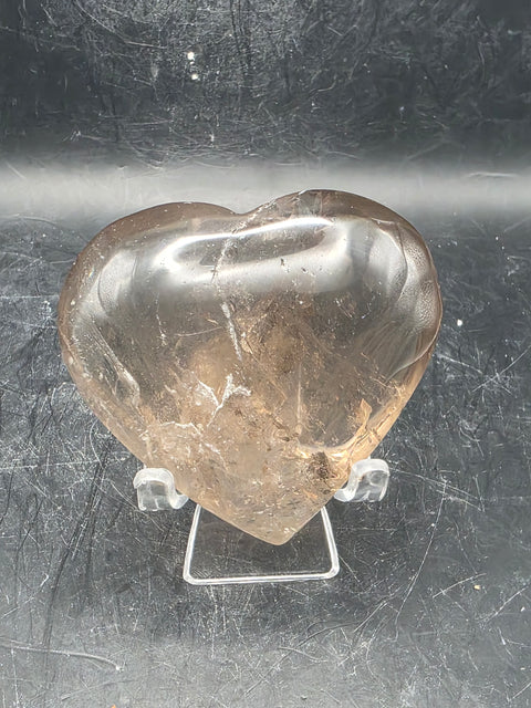 Smoky quartz heart!! 4 to 5 ounces, 2.5 to 3 inches!!