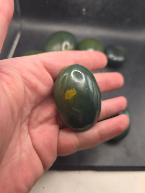 Green jasper palm stone! 1.8 too 2.4 inches!
