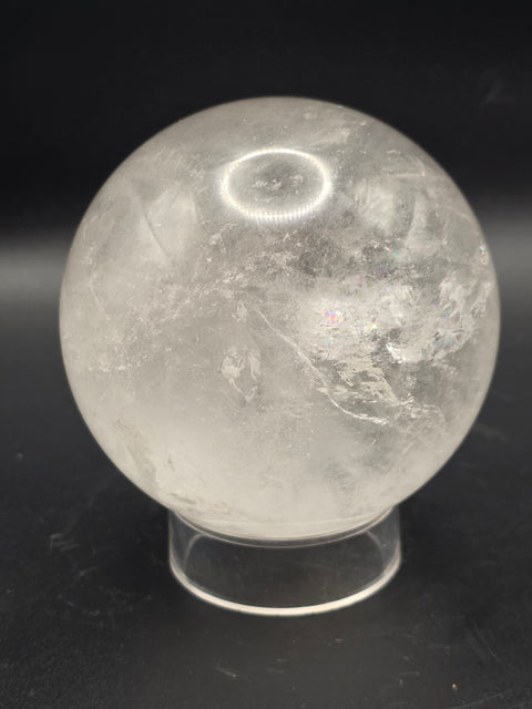Large clear quartz sphere! 79.3mm, 3.1 inches, 1.8 pounds