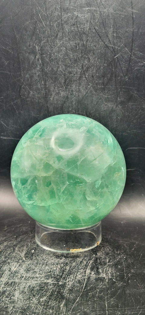 Green florite sphere! 75mm, 2.9 inches, 1.9 pounds!
