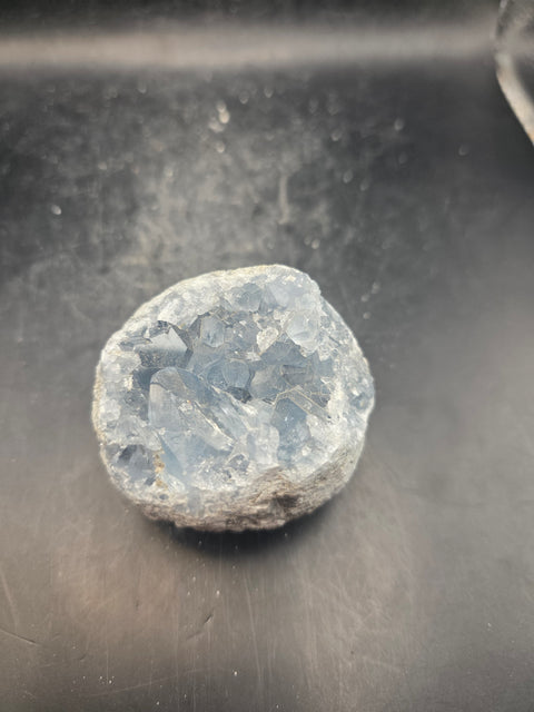 Blue calcite geode! 8 ounces, 1.8 inches long, 1.7 inches wide!
