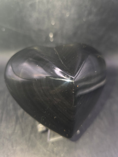 Rainbow obsidian heart! 10 ounces, 3 inches wide, 2.8" tall