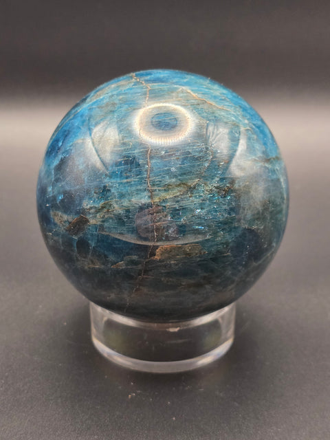 Blue apatite sphere! 72.3mm, 2.8 inches, 1.6 pounds