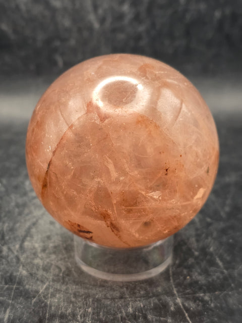Red hematoid fire quartz sphere! 9.2 ounces, 57mm, 2.2 inches