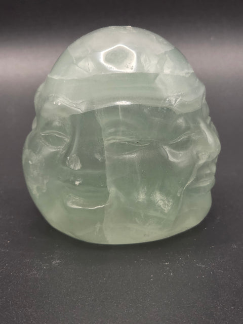 Four face green calcite Buddha head! 2.2 inches, 11.6 ounces