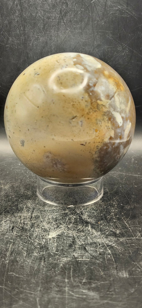 Druzy ocean jasper sphere! 82.6mm, 3.2 inches, 1.11 pounds!