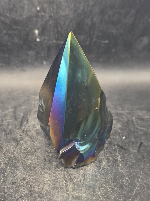 Titanium obsidian polished top point! 4.6 ounces, 2.5 inches tall!