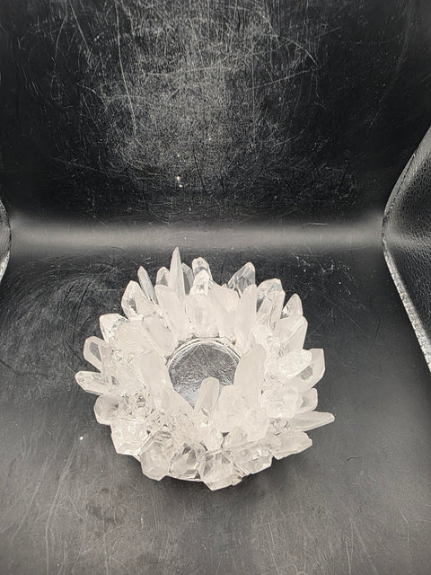 Lemurian quartz candle holder! 14 ounces, 4 inches wide!