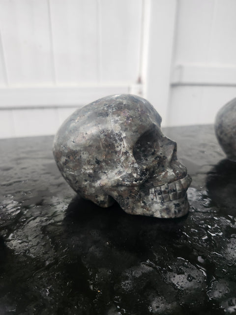 Flame stone yooperlite skull, 1.1 pound, 3.8 inches long, 3.1 tall, 2.3 wide