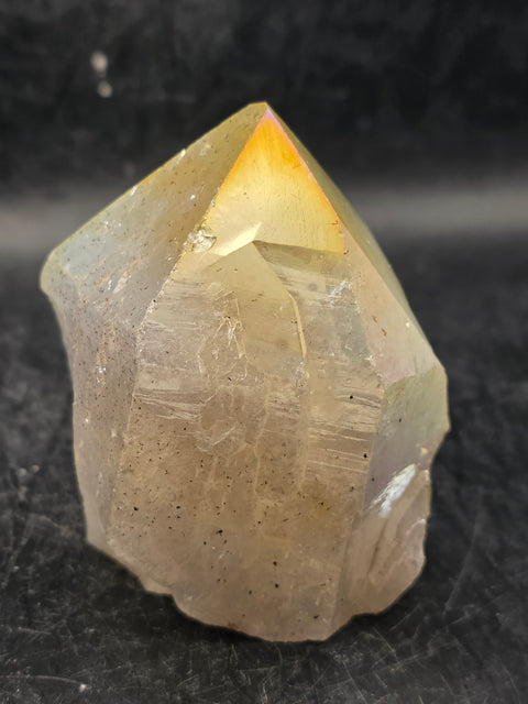 Angel aura citrine polished top point! 10 ounces, 2.8 inches tall