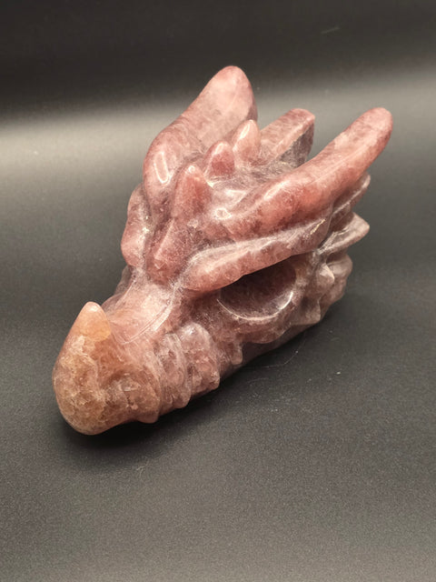 Strawberry quartz dragon skull! 5.3 inches long, 1.3 pounds