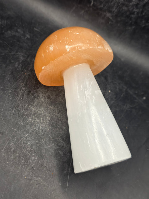 Large Peach top selenite mushroom! 3.9 inches tall