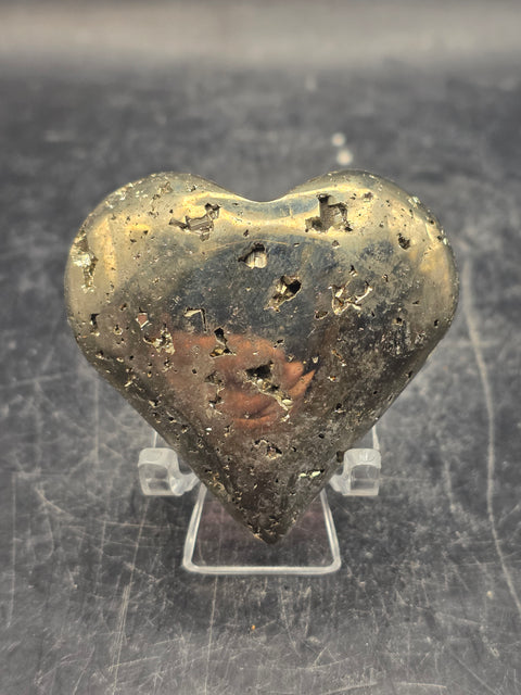 Pyrite heart! 3.3 ounces, 1.8 inches wide, 1.8 inches tall