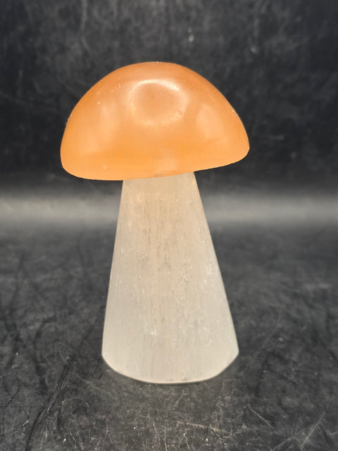 Peach top selenite mushroom! 3 inches tall!