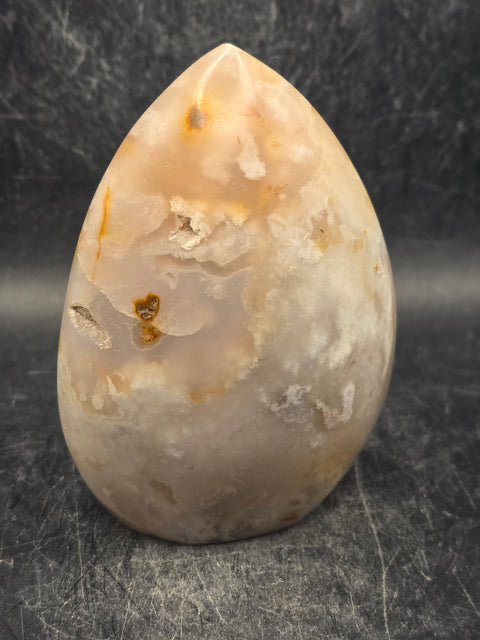 Flower agate free form! 13.7 ounces, 3.6 inches tall, 2.7" wide