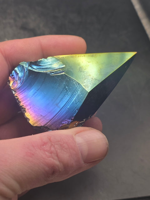 Titanium obsidian polished top point! 4.6 ounces, 2.5 inches tall!