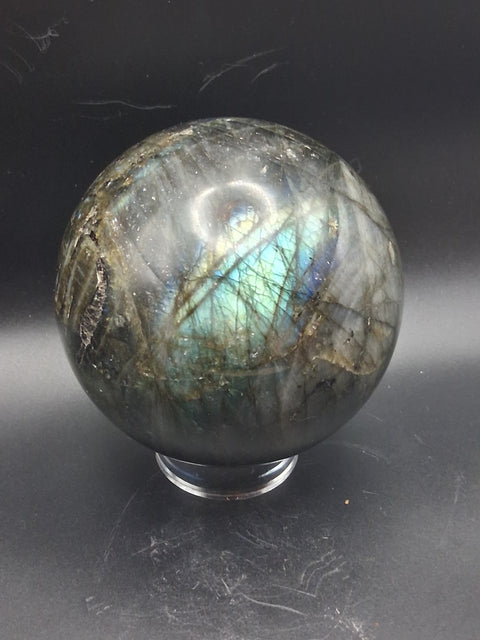 Jumbo labradorite sphere! 96mm, 3.7 inches  2.14 pounds