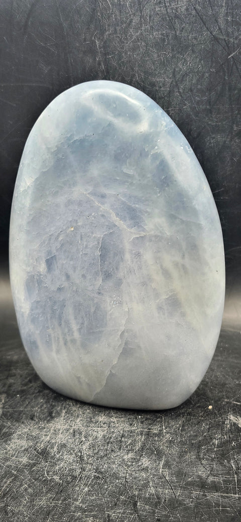Blue calcite free form! 1.6 pounds, 4.5 inches tall, 3.5 wide