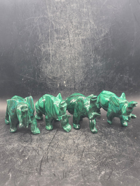 Malachite elephant!! 3.8 ounces, 3.8 inches long!