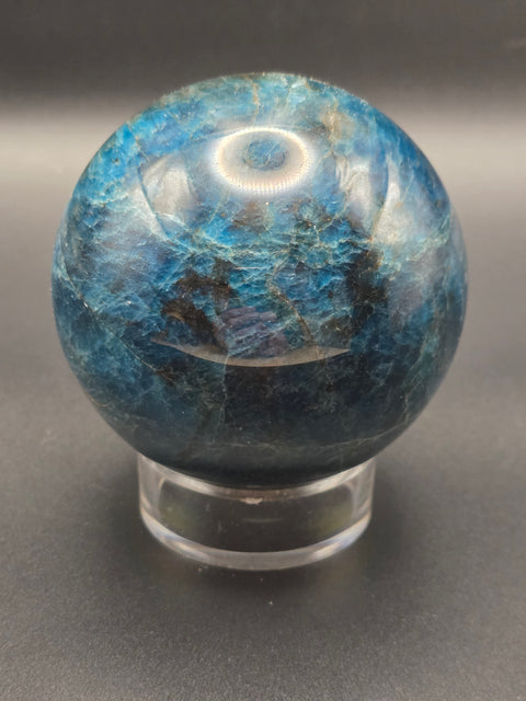 Blue apatite sphere! 72.3mm, 2.8 inches, 1.6 pounds