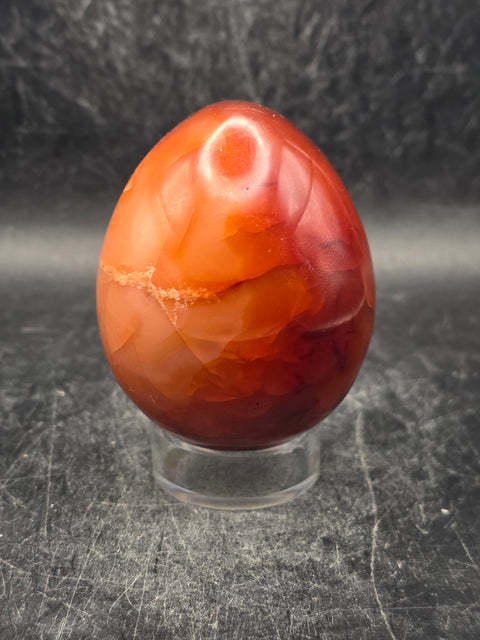 Carnelian agate egg! 6.9 ounces, 2.3 inches tall, 1.9" wide