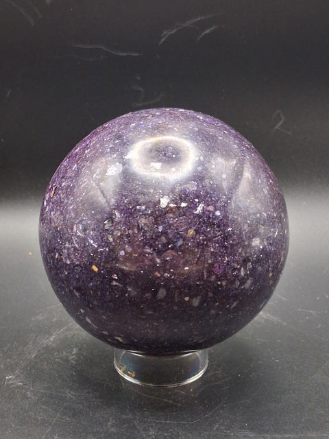 Large lepidolite sphere! 78.8mm, 3.1 inches, 1.8 pounds