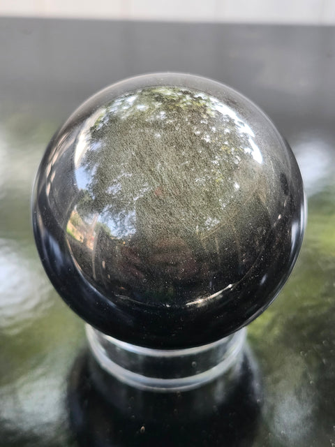 Silver obsidian sphere! 2.5 inches, 63mm, 11.5 ounces