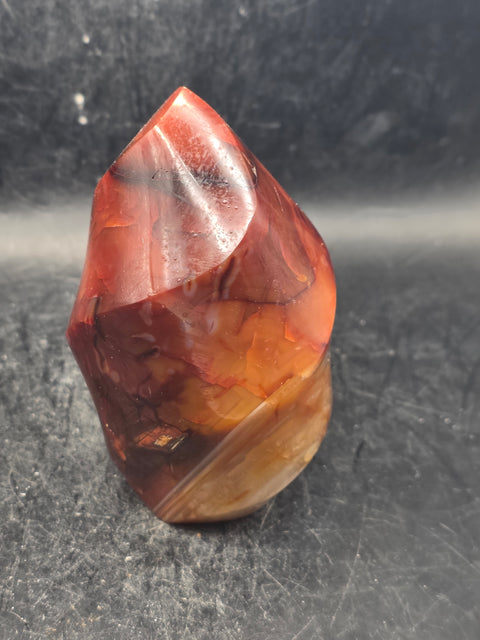 Carnelian agate flame tower! 12.5 ounces, 3.5 inches tall, 2.3".wide