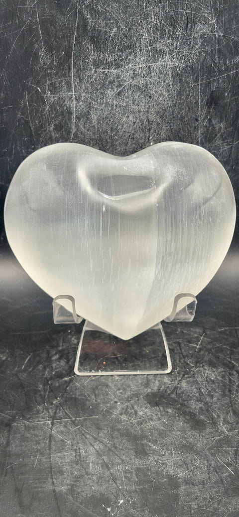 Selenite heart! 7 ounces, 3.4 inches wide!