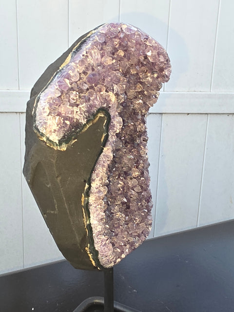 XXL grade AA amethyst on metal stand 4.15 pounds 11 inches tall with stand
