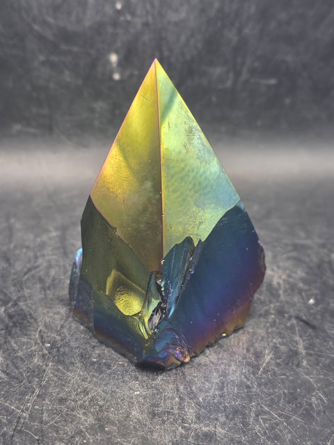 Titanium obsidian polished top point! 4.6 ounces, 2.5 inches tall!