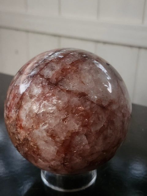 Fire quartz sphere! 2.6 pounds, 90mm, 3.56 inches