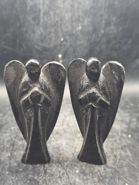 Black tourmaline gemstone angel! 3 inches tall, 1.6 ounces!