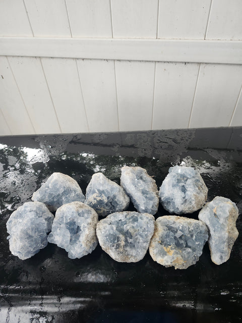 Blue calcite geode, clusters!! 6 too 8 ounces