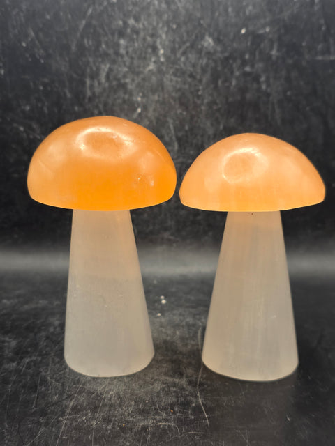 Large Peach top selenite mushroom! 3.9 inches tall