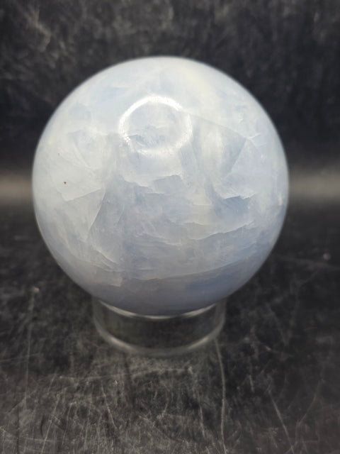 Blue calcite sphere! 74.5mm, 2.9 inches, 1.4 pounds!