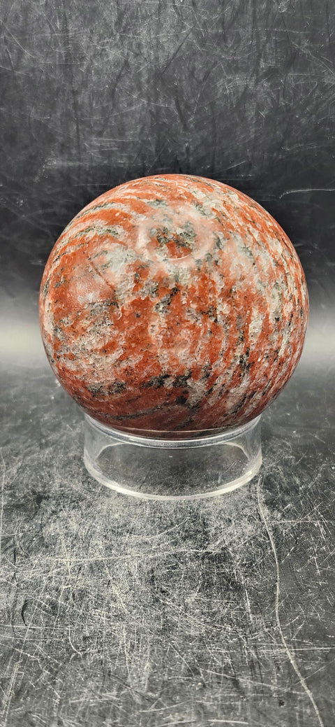Brecciated jasper sphere! 64mm, 2.5 inches, 13 ounces!