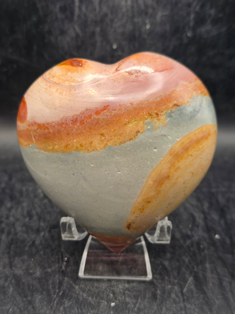 Polychrome jasper heart! 10 ounces, 3.1 inch by 3.1 inch!