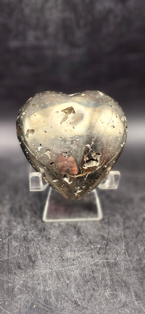Pyrite heart! 7.6 ounces, 2.5 inches tall, 2.5 wide