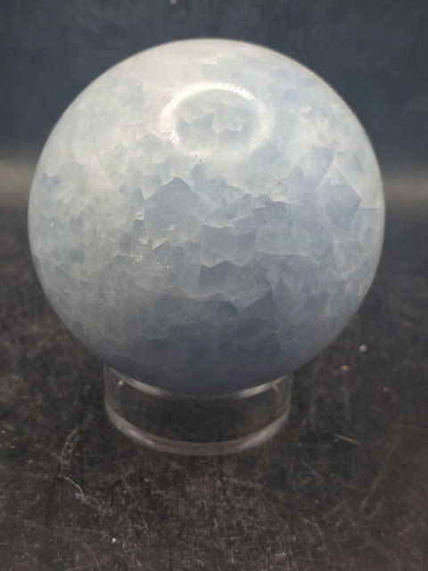 Blue calcite sphere! 76mm, 3 inches, 1.6 pounds!
